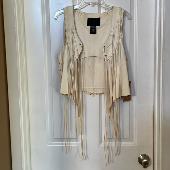 True Religion Jackets & Blazers - True Religion cream color lamb western boho vest sz M